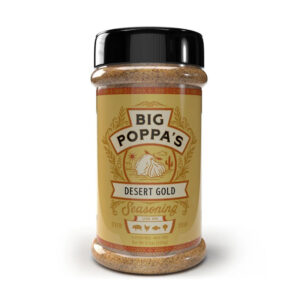 Big Poppa’s Desert Gold Seasoning beside grilled lemon chicken