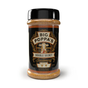 Big Poppa’s Double Secret Seasoning beside grilled steak