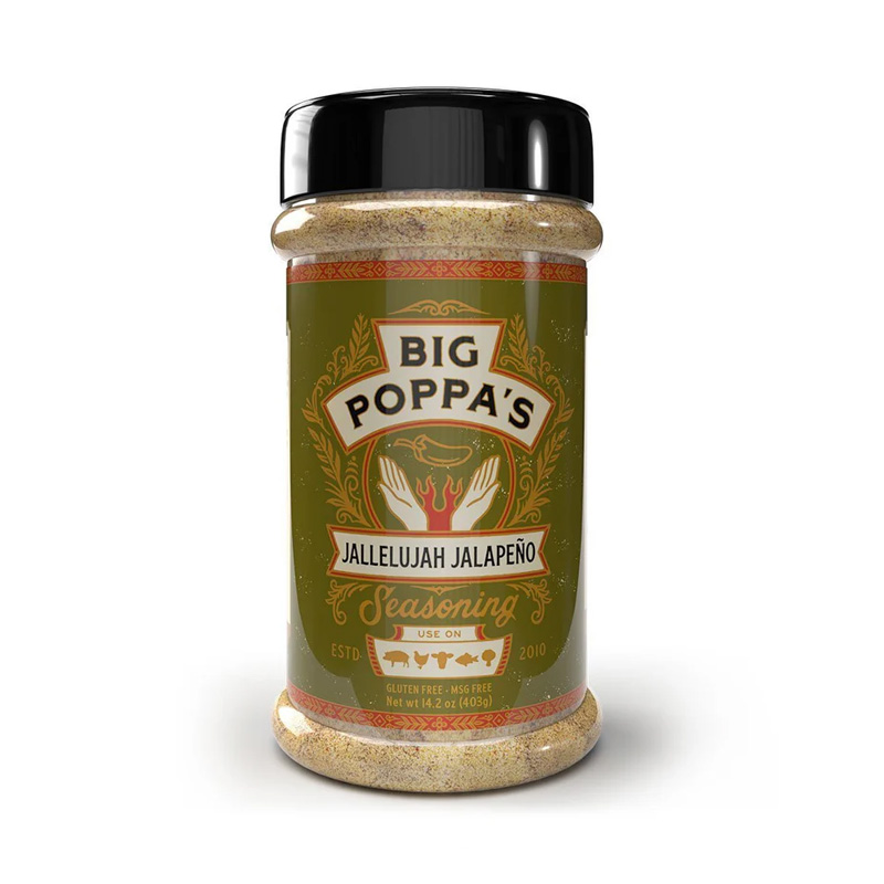 Big Poppa’s Jallelujah Jalapeño Seasoning beside grilled chicken