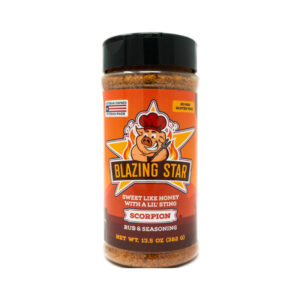 Blazing Star Scorpion Rub and Seasoning – sweet and spicy BBQ rub for meat, pork, chicken, and ribs.