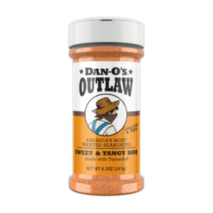 Dan-O’s Sweet & Tangy BBQ bottle with tamarind and ribs.