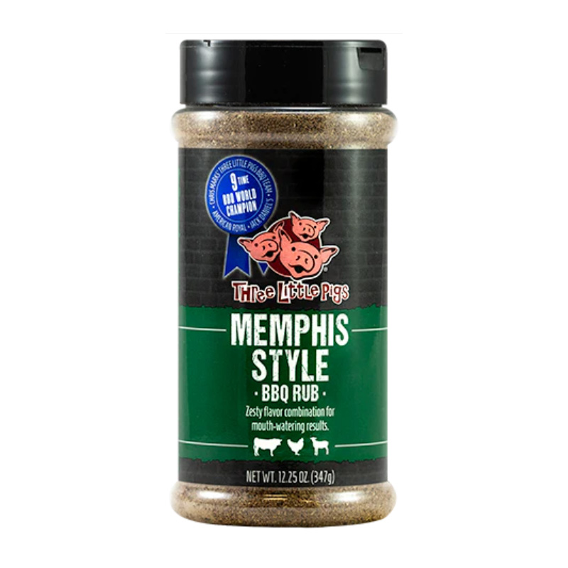 Three Little Pigs Memphis Style BBQ Rub bottle front view