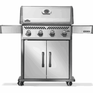 Napoleon Rogue 525 Gas Grill with stainless-steel finish, four burners and cast-iron wave cooking grids