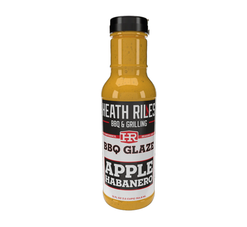Heath Riles Apple Habanero BBQ Glaze bottle with sweet-heat flavor