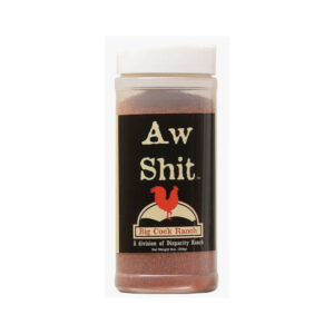 “Big Cock Ranch Aw Shit seasoning bottle with bold Southwestern label”