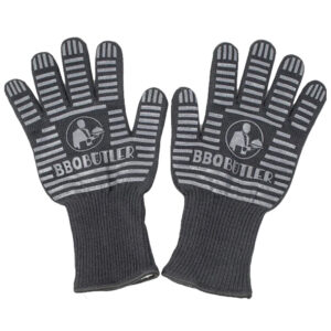 Heat resistant black fabric gloves front view