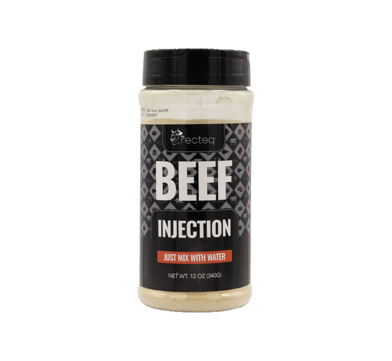 Bag of Recteq Beef Injection mix used to enhance moisture and flavor in brisket and roasts.