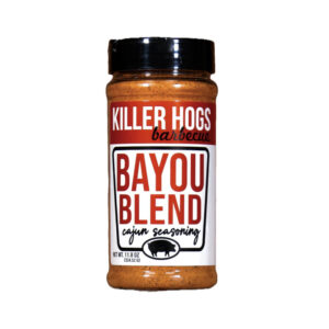 “Killer Hogs Bayou Blend Cajun Seasoning shaker front label”