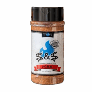 Blue Flame Pork Rub seasoning bottle for ribs and pork butts