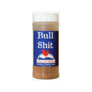 "Big Cock Ranch Bull Shit steak seasoning bottle with bold label”