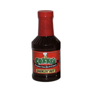 “Corky’s BBQ Smokin’ Hot BBQ Sauce bottle – bold spicy Memphis barbecue sauce”
