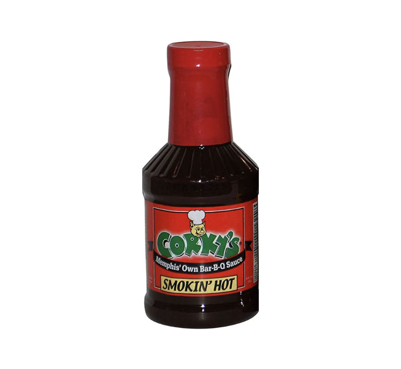 “Corky’s BBQ Smokin’ Hot BBQ Sauce bottle – bold spicy Memphis barbecue sauce”