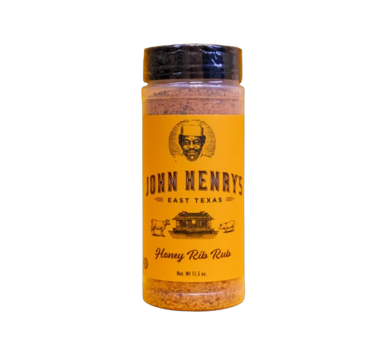 John Henry’s Honey Rib Rub 11.5 oz bottle front label showing “Honey Rib Rub”