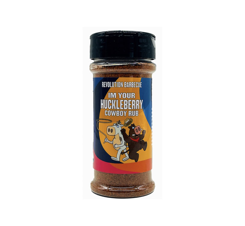 “I’m Your Huckleberry Cowboy Rub bottle – coffee-infused bold BBQ seasoning”