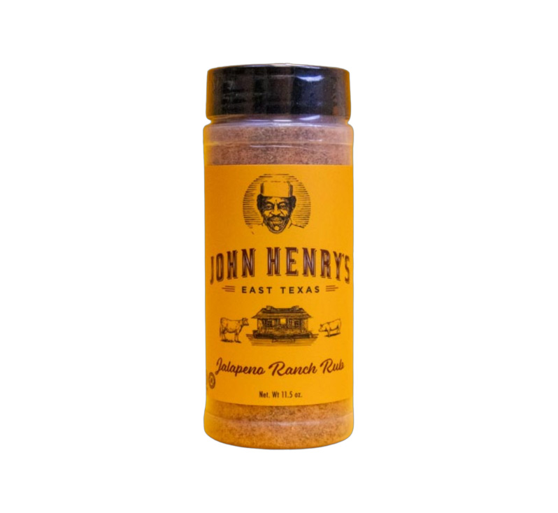 John Henry’s Jalapeño Ranch Rub bottle front label showing “Jalapeño Ranch” flavour and seasoning branding