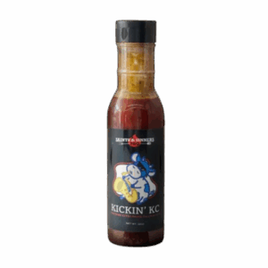 Kickin’ KC BBQ Sauce bottle with thick Kansas City–style glaze