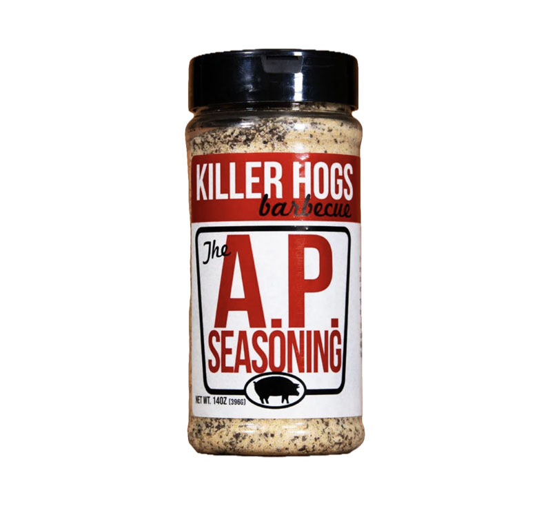 “Killer Hogs AP Seasoning bottle front label – all-purpose BBQ rub”