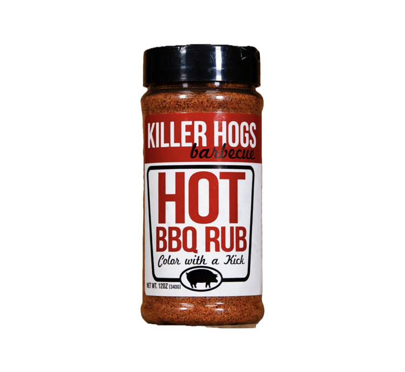 “Killer Hogs Hot BBQ Rub bottle front label”