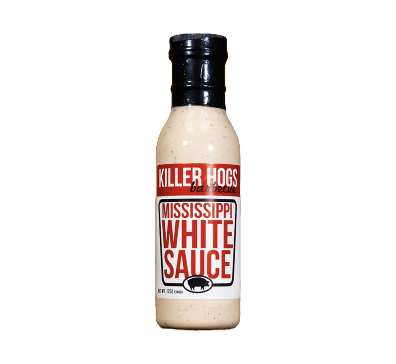 “Killer Hogs Mississippi White Sauce bottle front label”