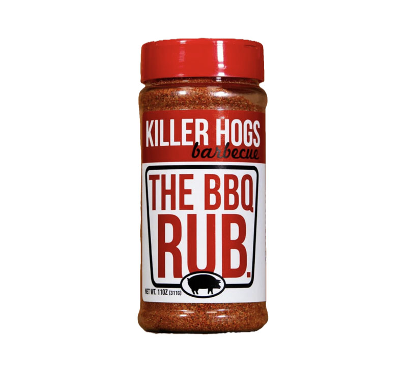 “Killer Hogs The BBQ Rub bottle with label facing front”
