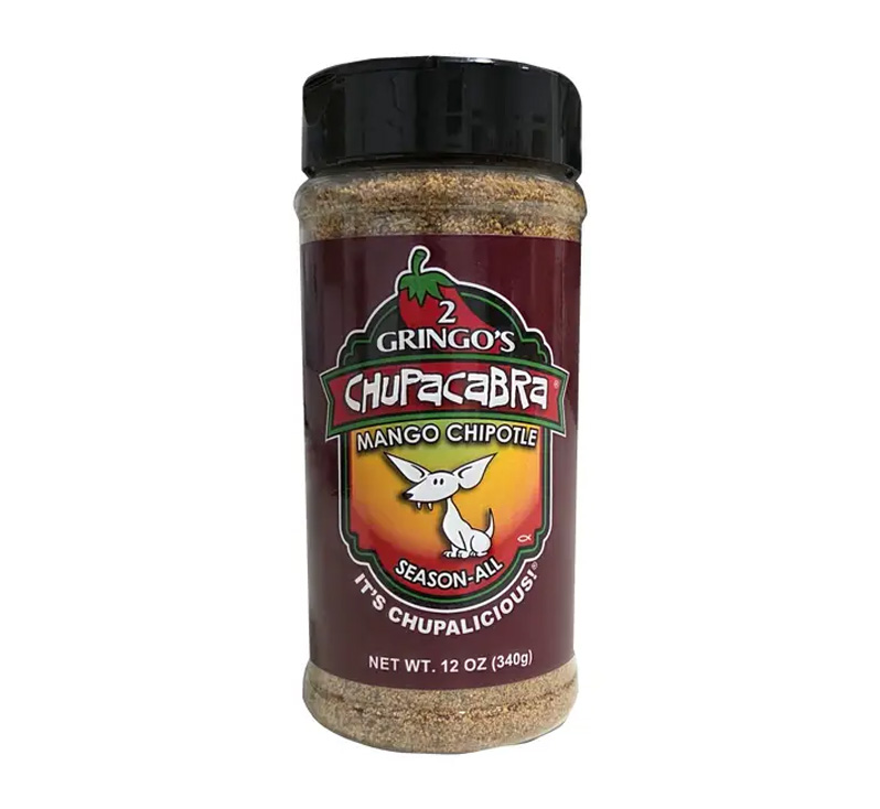 “2 Gringos Chupacabra Mango Chipotle seasoning bottle”