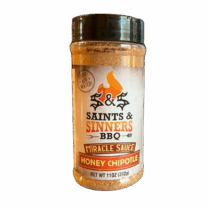 Saints & Sinners BBQ Miracle Sauce seasoning bottle