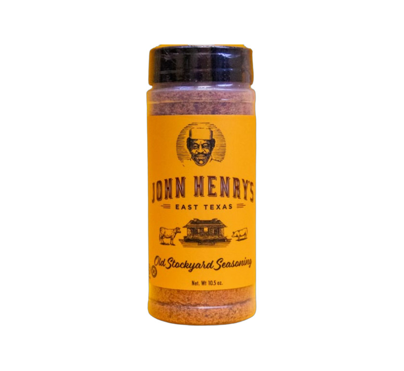 John Henry’s Old Stockyard Seasoning bottle front label — steakhouse steak rub with garlic and bold flavor