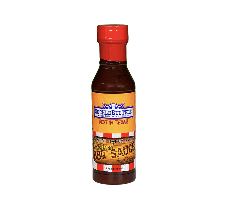 Bottle of SuckleBusters Original BBQ Sauce 12 oz with label visible