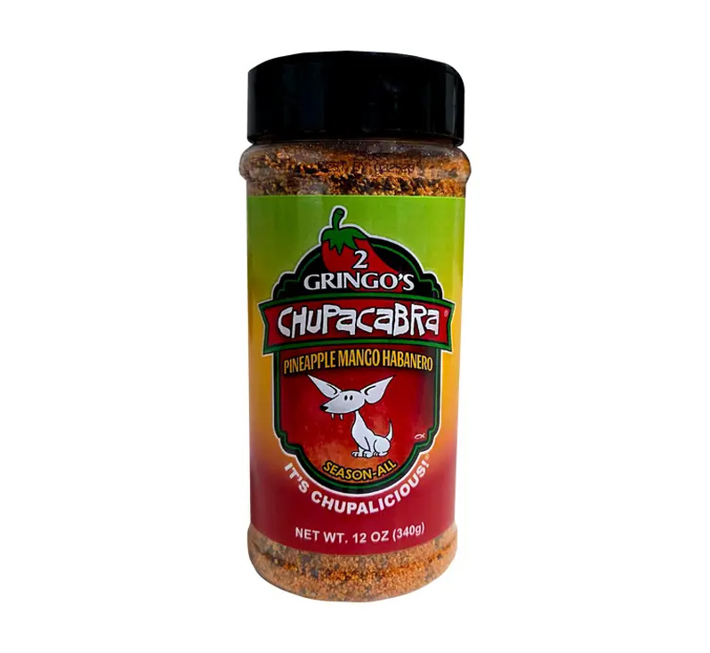 2 Gringos Chupacabra Pineapple Mango Habanero seasoning bottle