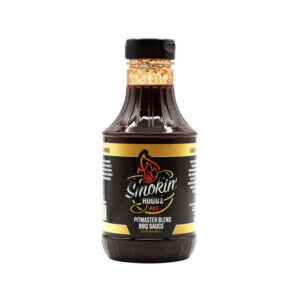 Bottle of Smokin’ Hoggz Pitmaster Blend BBQ Sauce, label visible