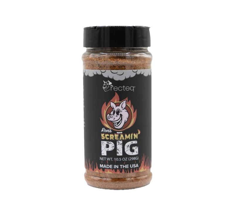 Ron’s Screamin’ Pig Rub seasoning bottle
