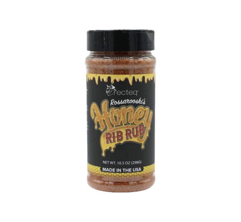 Rossarooski’s Honey Rib Rub seasoning bottle