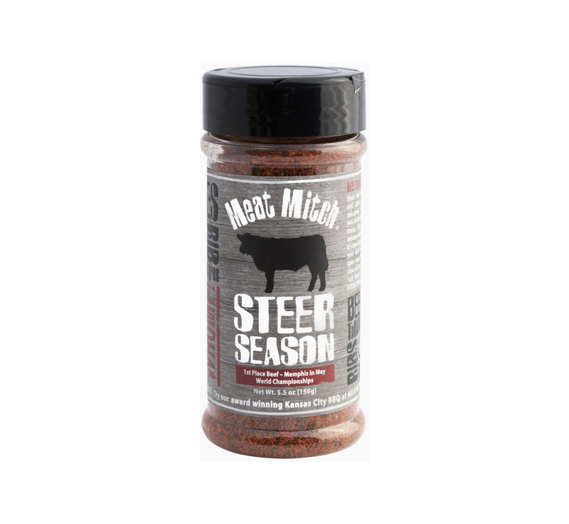 “Meat Mitch Steer Season Rub jar 10.5 oz front label”