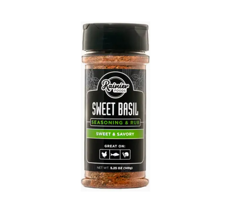 “Rainier Foods Sweet Basil Rub 5.25 oz jar”