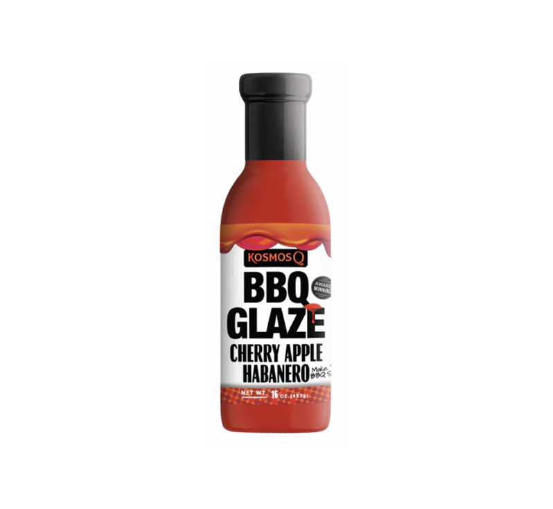 “Bottle of Cherry Apple Habanero BBQ Glaze with glossy sweet-heat finish”