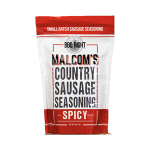 “Malcom’s SPICY Country Sausage Seasoning 16 oz bag front label”