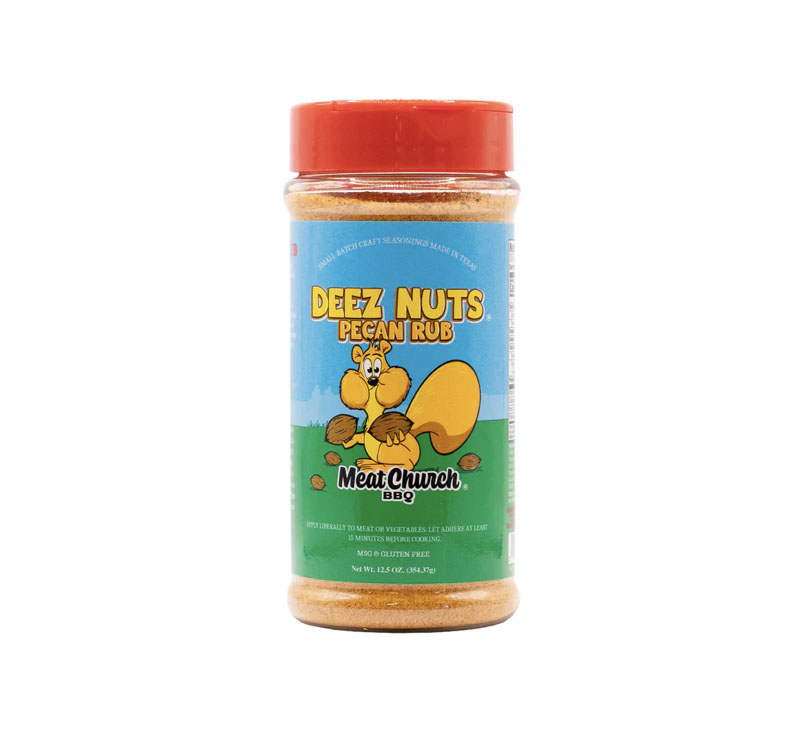 Deez Nuts Honey Pecan BBQ Rub seasoning bottle