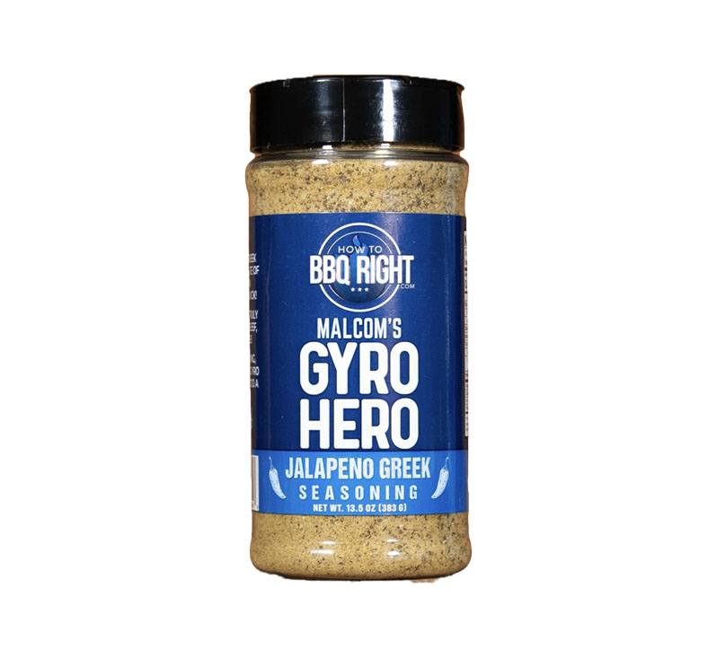 “Malcom’s Gyro Hero Seasoning 13.5 oz jar front label”