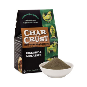 Char Crust Hickory & Molasses seasoning box with sweet-smoky BBQ flavor.