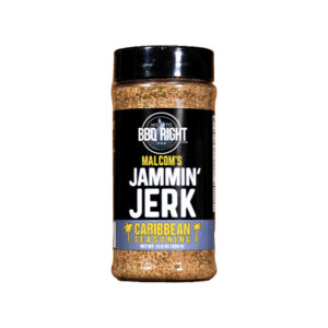 “Malcom’s Jammin’ Jerk Seasoning 11.5 oz bottle front label”