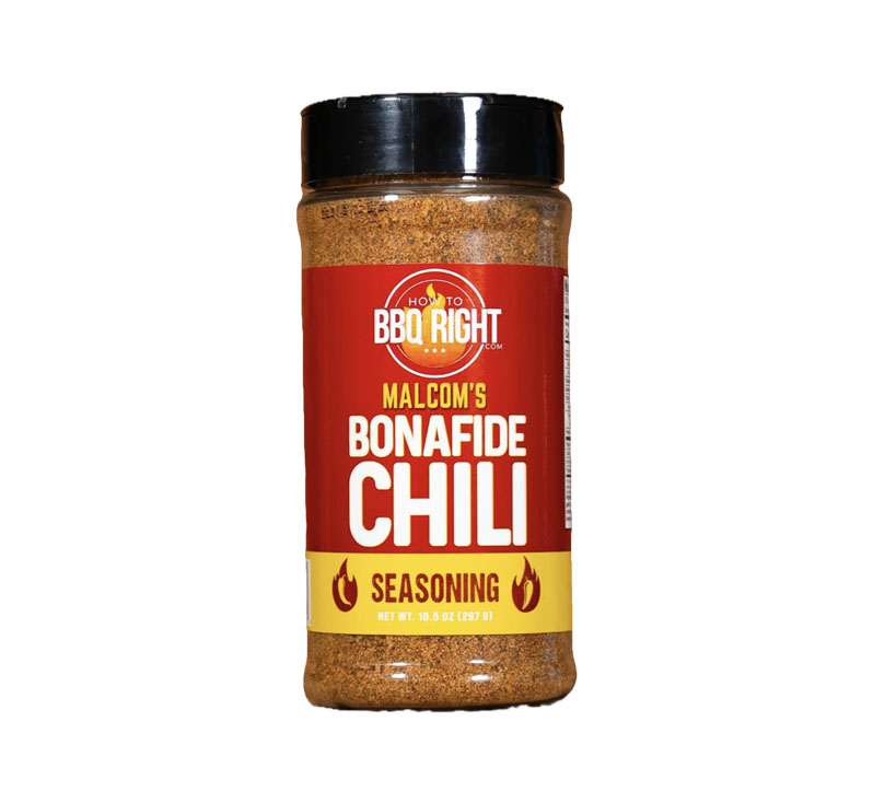 “Malcom’s Bonafide Chili Seasoning 16 oz bottle front label”