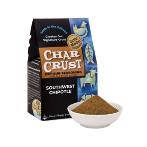 Char Crust Southwest Chipotle seasoning box with smoky chipotle flavor.