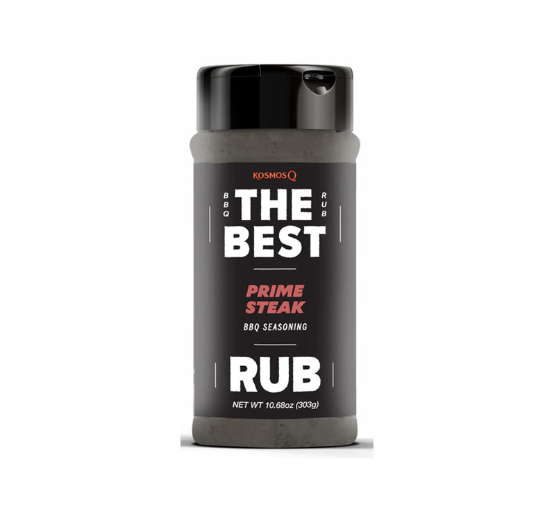 “Kosmos Q The Best Prime Steak Rub 14.4 oz shaker front label”