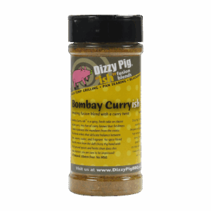 8oz bottle of Dizzy Pig Bombay Curry-ish Fusion Curry seasoning