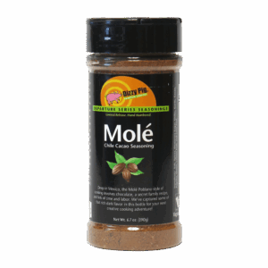 Dizzy Pig Mole seasoning shaker bottle with cocoa chili spice blend