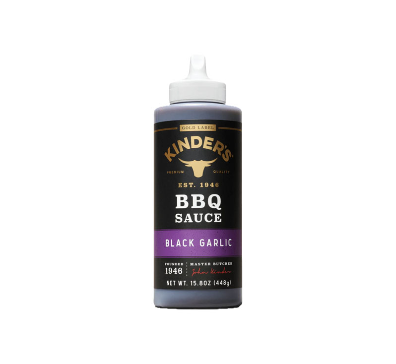 Kinder’s Black Garlic Gold Label BBQ Sauce bottle