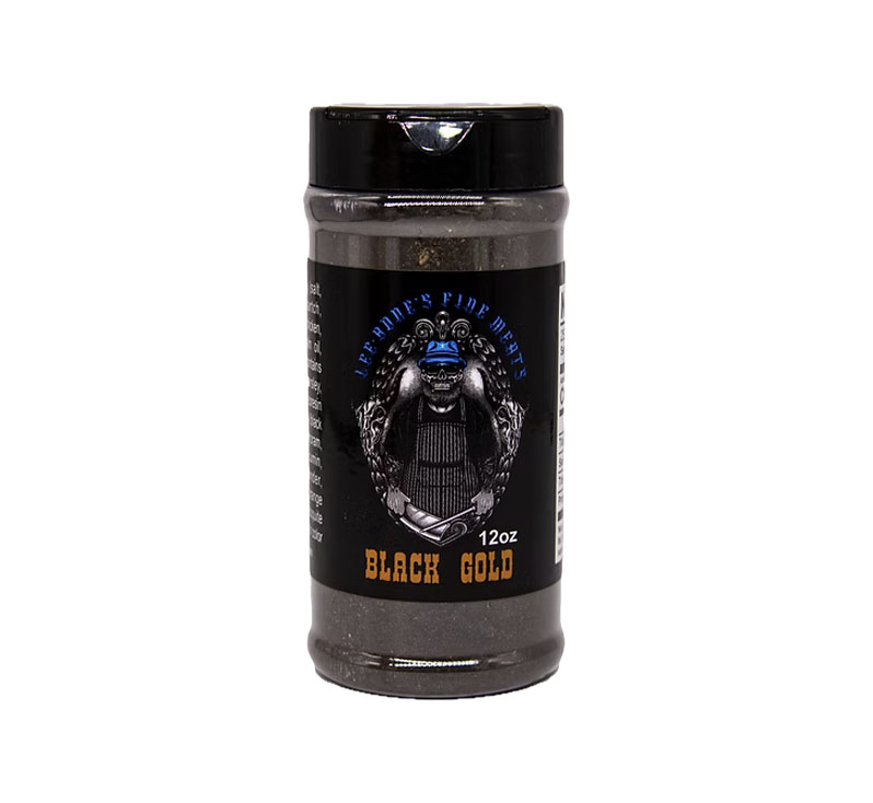 Bottle of Lee-Bones Black Gold Meat Duster seasoning