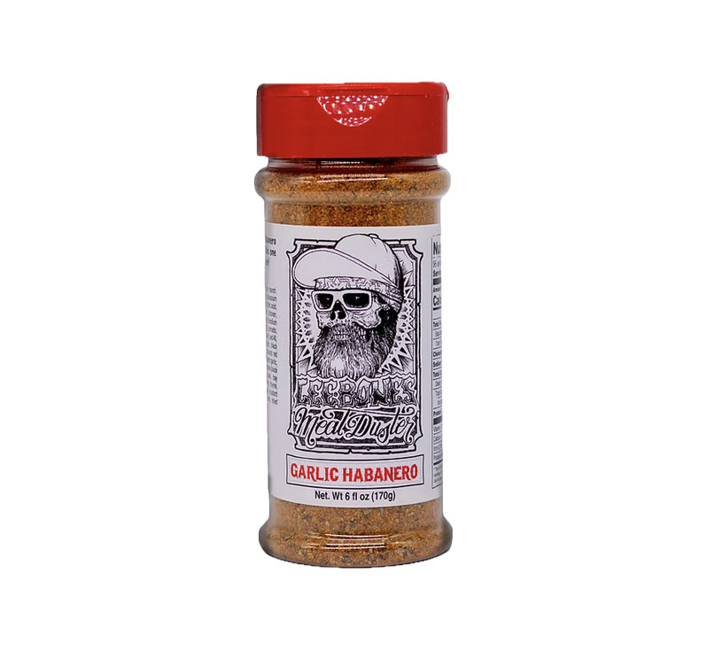 Bottle of Lee-Bones Garlic Habanero Meat Duster seasoning
