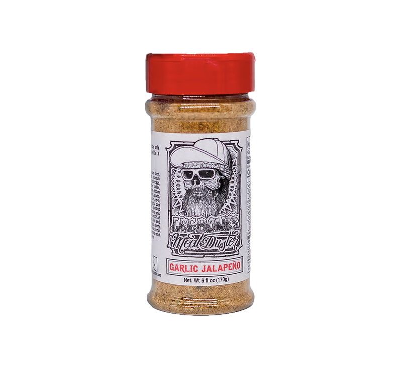 Bottle of Lee-Bones Garlic Jalapeño Meat Duster seasoning