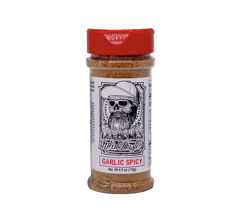Bottle of Lee-Bones Garlic Spicy Meat Duster seasoning